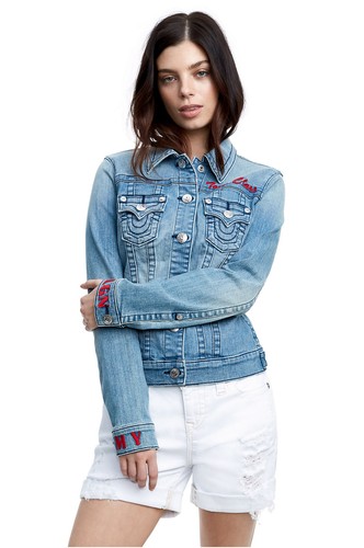 Giacca jeans denim ricamo
